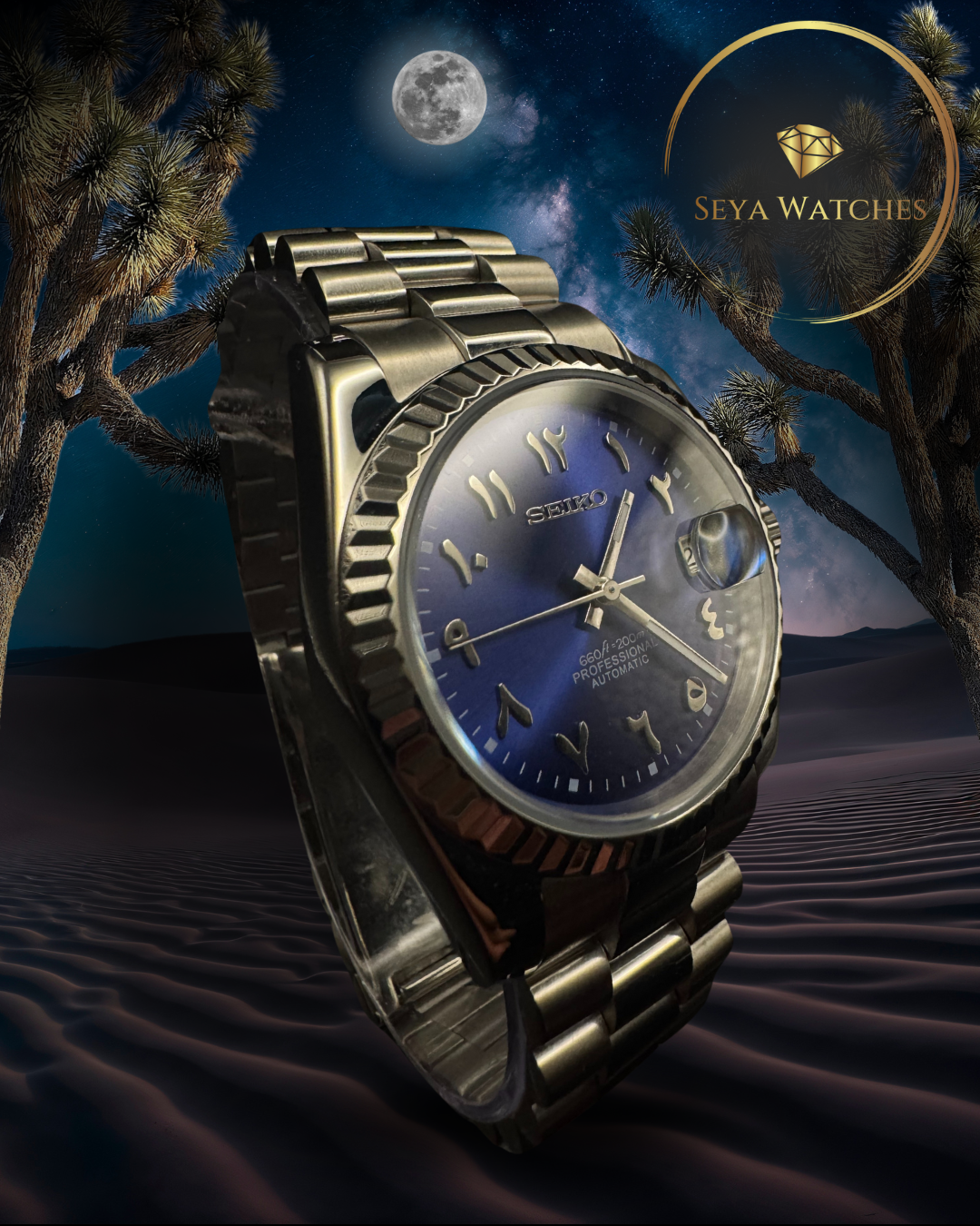 Midnight Purple - Arabic Seiko Dial - SeyaWatches