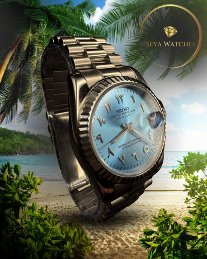Baby Blue - Arabic Seiko Dial - SeyaWatches